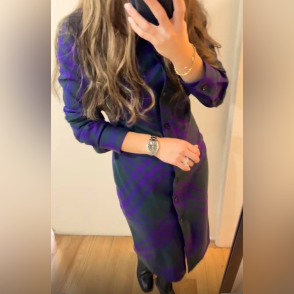 NWT Burberry Check Wool Shirtdress - Current Season - Size 6  70% off!